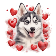 Piesek i serduszka Siberian Husky