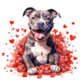 Piesek i serduszka Staffordshire Bull Terrier
