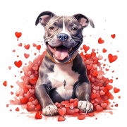 Piesek i serduszka Staffordshire Bull Terrier