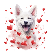 Piesek i serduszka White Shepherd