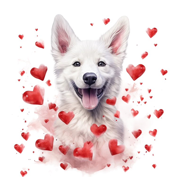 Piesek i serduszka White Shepherd