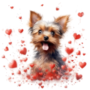 Piesek i serduszka Yorkshire Terrier