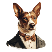 Pies garnitur i muszka Basenji