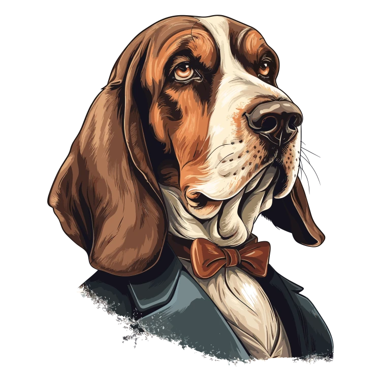 Pies garnitur i muszka Basset_Hound