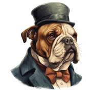 Pies garnitur i muszka Bulldog