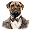 Pies garnitur i muszka Bullmastiff