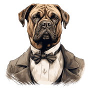Pies garnitur i muszka Bullmastiff
