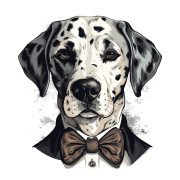 Pies garnitur i muszka Dalmatian