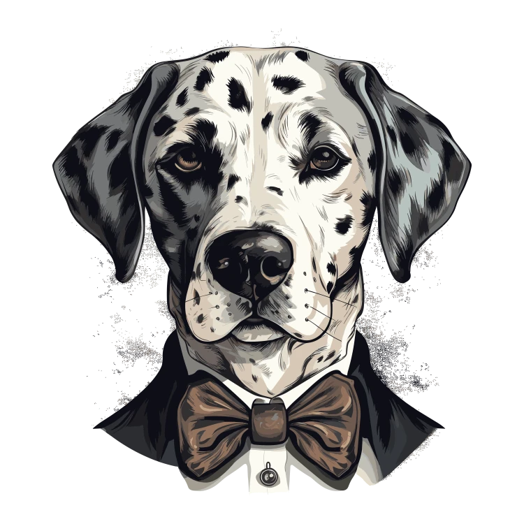Pies garnitur i muszka Dalmatian