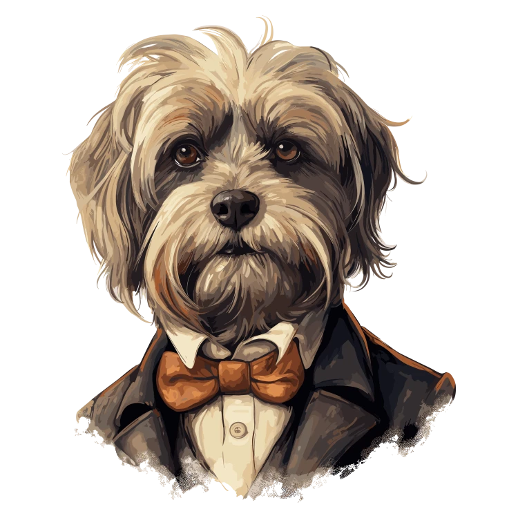 Pies garnitur i muszka Havanese