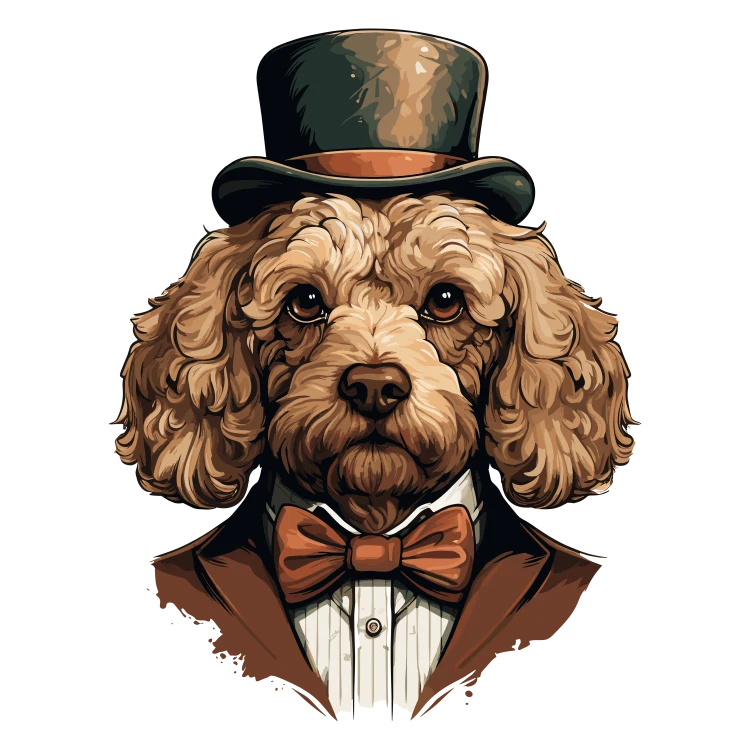 Pies garnitur i muszka Poodle