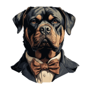 Pies garnitur i muszka Rottweiler