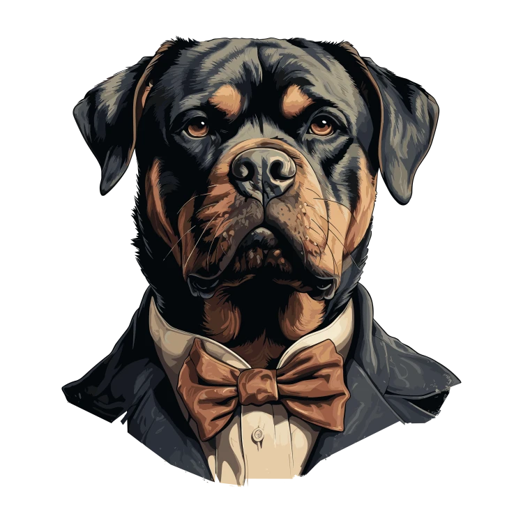 Pies garnitur i muszka Rottweiler
