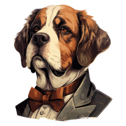 Pies garnitur i muszka Saint_Bernard