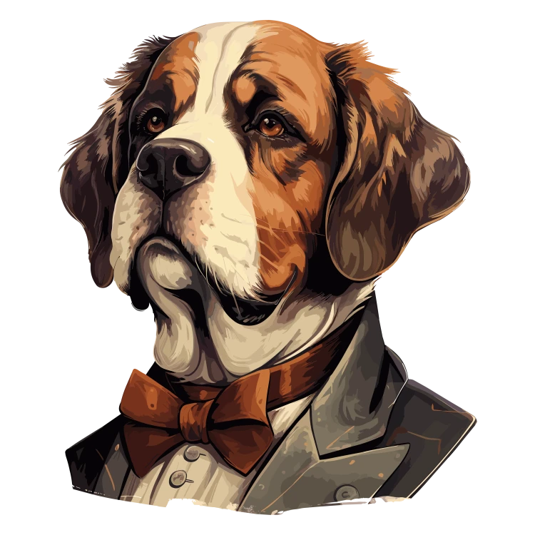 Pies garnitur i muszka Saint_Bernard