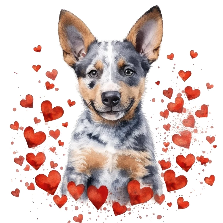 Piesek i serduszka Australian Cattle Dog