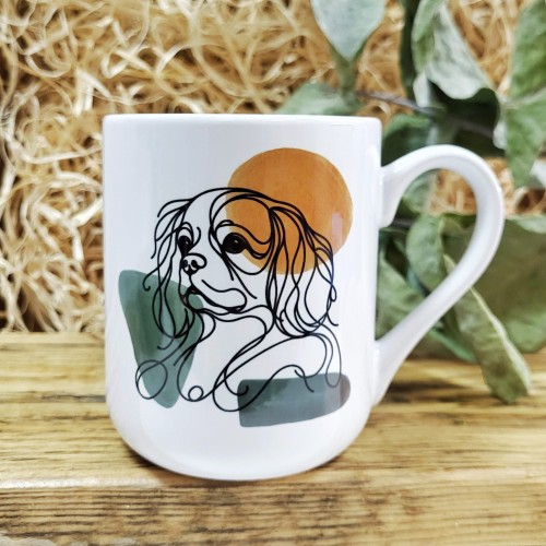 Kubek LINE z psem 330 ml – grafika line art, rasa do wyboru, kubek dla psiarzy