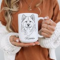 Kubek LINE z psem 450 ml – rasa do wyboru i imię psiaka, minimalistyczna grafika
