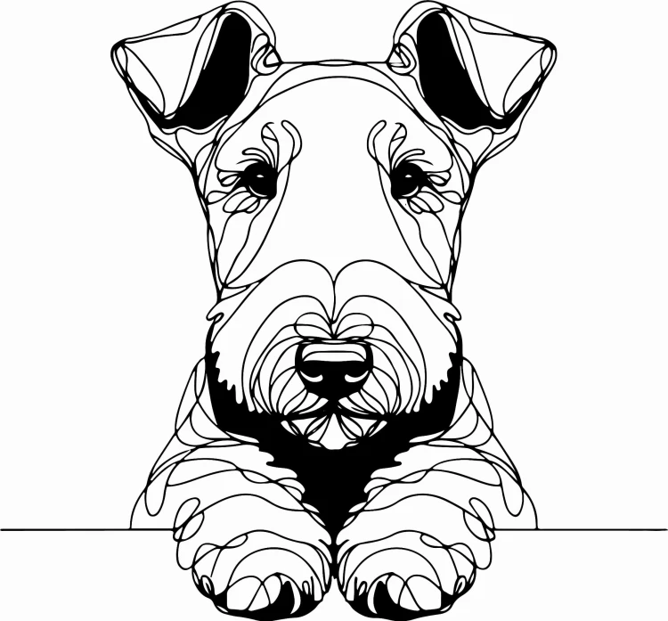 Pies w stylu line-art Airedale Terrier