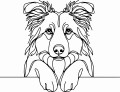 Pies w stylu line-art Australian Shepherd