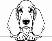 Pies w stylu line-art Basset Hound