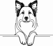 Pies w stylu line-art Border Collie