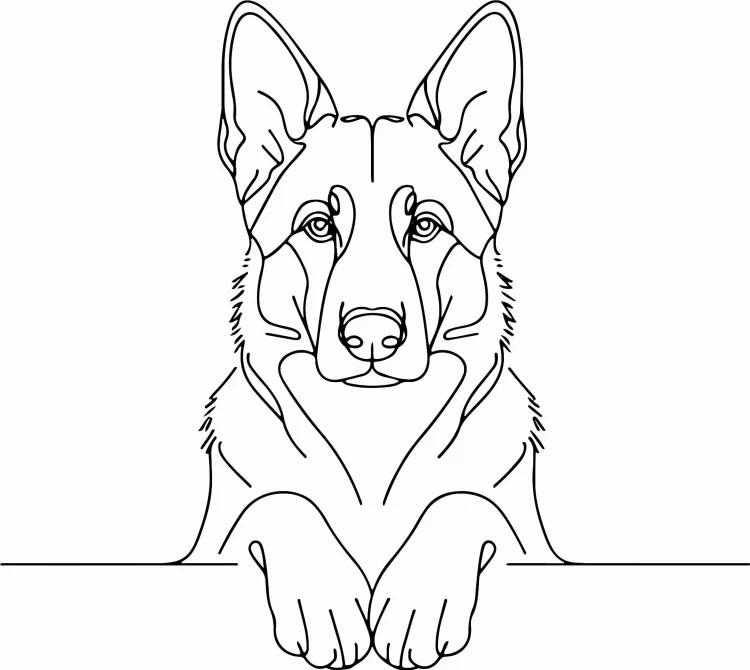 Pies w stylu line-art German Shepherd