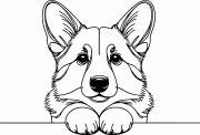 Pies w stylu line-art Pembroke Welsh Corgi