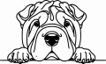 Pies w stylu line-art Shar Pei