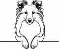 Pies w stylu line-art Shetland Sheepdog