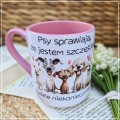Różowy kubek dla psiarzy z napisem – kubek do kawy 330/450 ml, zdjęcie aranżacyjne