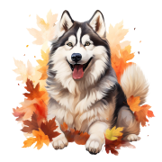 Jesienny kubek z psem – Alaskan Malamute