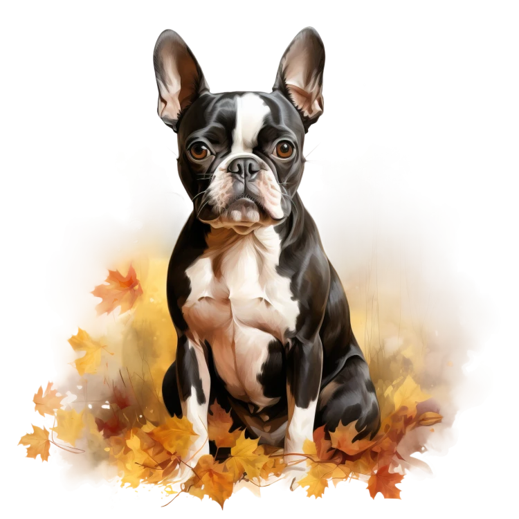 Jesienny kubek z psem – Boston Terrier