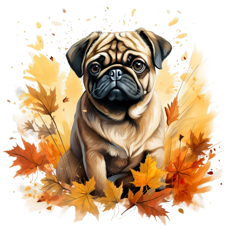 Jesienny kubek z psem – Pug