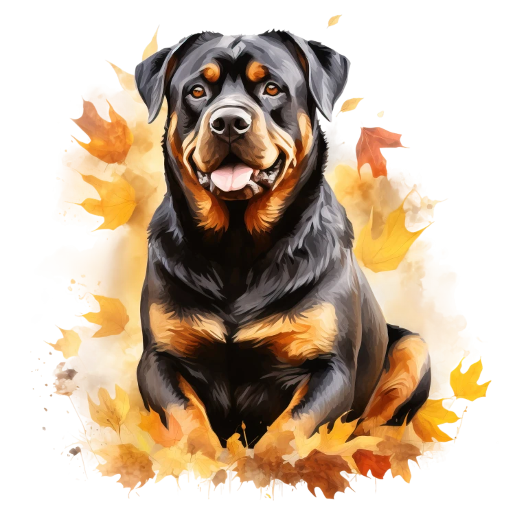 Jesienny kubek z psem – Rottweiler