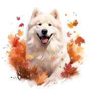 Jesienny kubek z psem – Samoyed