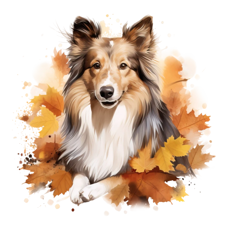 Jesienny kubek z psem – Shetland Sheepdog