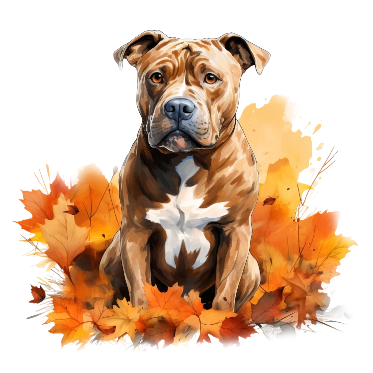 Jesienny kubek z psem – Staffordshire Terrier