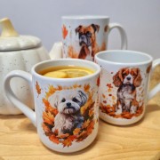 Kubek jesienny z psem – rasa do wyboru, pojemność 330 ml / 450 ml