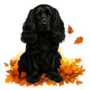 Jesienny kubek z psem – spaniel czarny