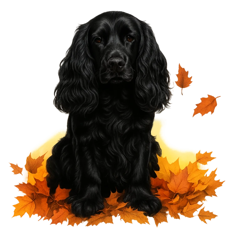 Jesienny kubek z psem – spaniel czarny