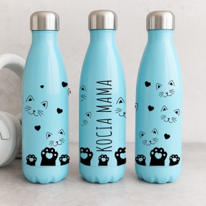 Butelka termiczna - kocia mama - niebieska - 500 ml