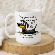 Duży kubek z psem „Psy poprawiają mi humor, ludzie podnoszą mi ciśnienie”