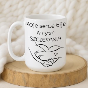 Duży kubek „Moje serce bije w rytm szczekania” – 450 ml