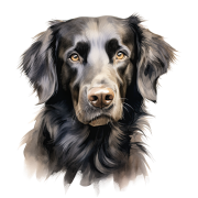 Akwarelowy pies Flat-Coated Retriever