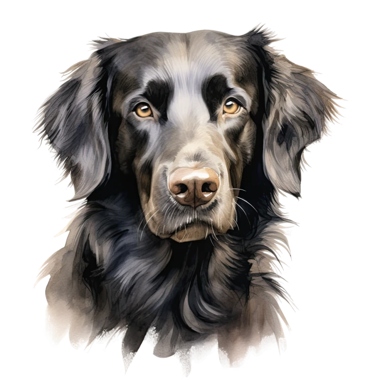 Akwarelowy pies Flat-Coated Retriever