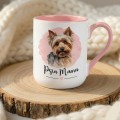 Kubek „Psia Mama” 330 ml – różowe wnętrze i ucho, akwarelowy pies, rasa do wyboru