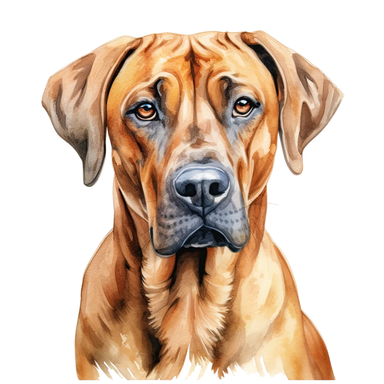 Akwarelowy pies Rhodesian Ridgeback