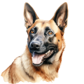 Akwarelowy pies Belgian Malinois