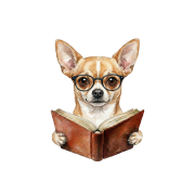 Pies w okularach z książką chihuahua